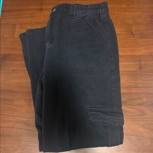 Women’s Elastic Waist Black Cargo Pants - XL